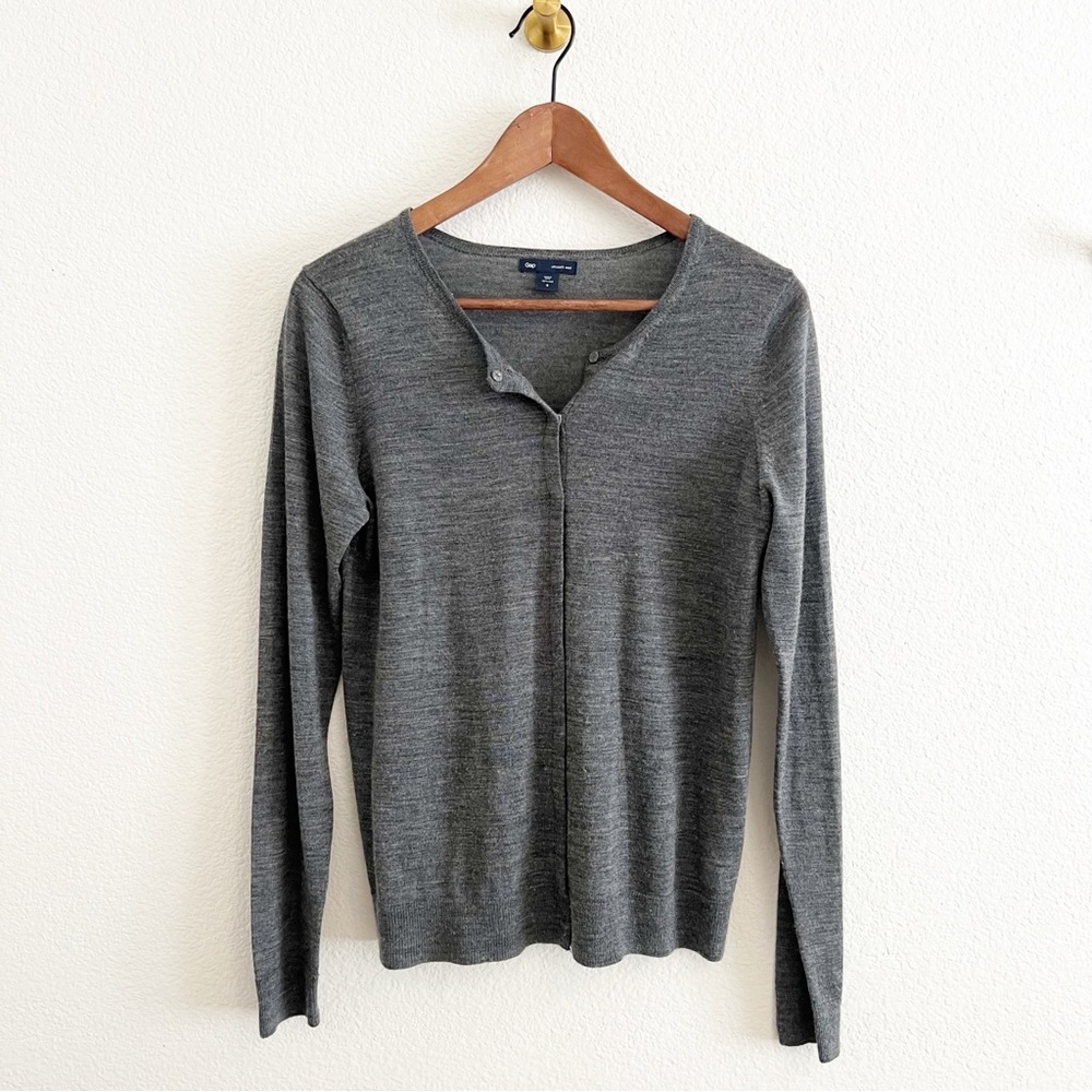 Gap Grey 100% Wool Cardigan S